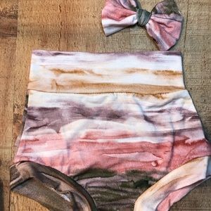 6/9 months bummies with matching hair bow